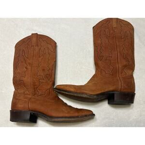 Vintage Dan Post Mens Marlboro Boots Size 7.5 M Tan Brown Leather Western P2552